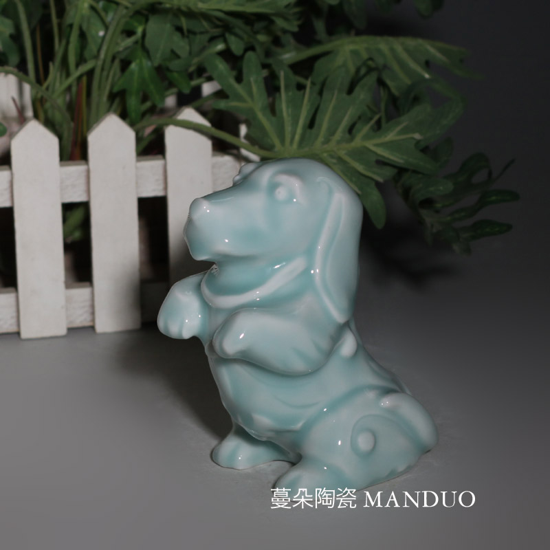 Ceramic Dog Sculpture Dog Auspicious Cartoon Dog Cute Porcelain Dog Zodiac Gift Cute Dog Gift