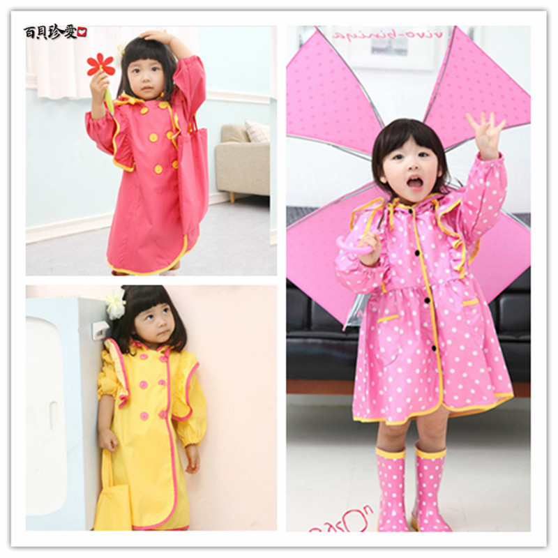 Korean Cute Children's Raincoat for Girls, Princess Ruffled Long One-Piece Rain Poncho with Large Hood, Odorless Rain Gear for Students Korean Cute Children's Raincoat for Girls, Princess Ruffled Long One-Piece Rain Poncho with Large Hood, Odorless Rain Gear for Students