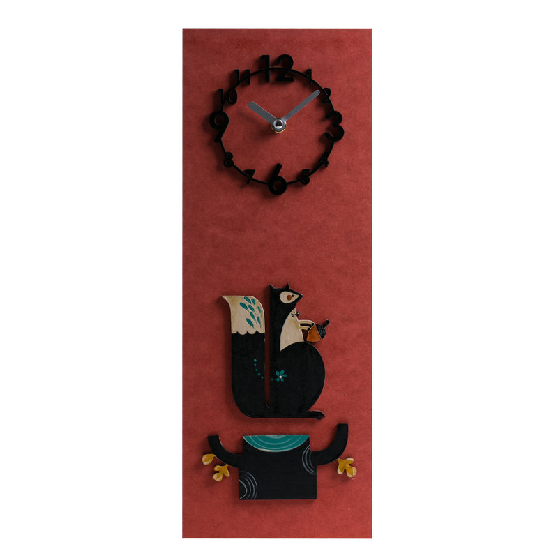Korea imported wall clock simple modern home decoration hand-painted 3D brown squirrel wall clock creative gift wall clock