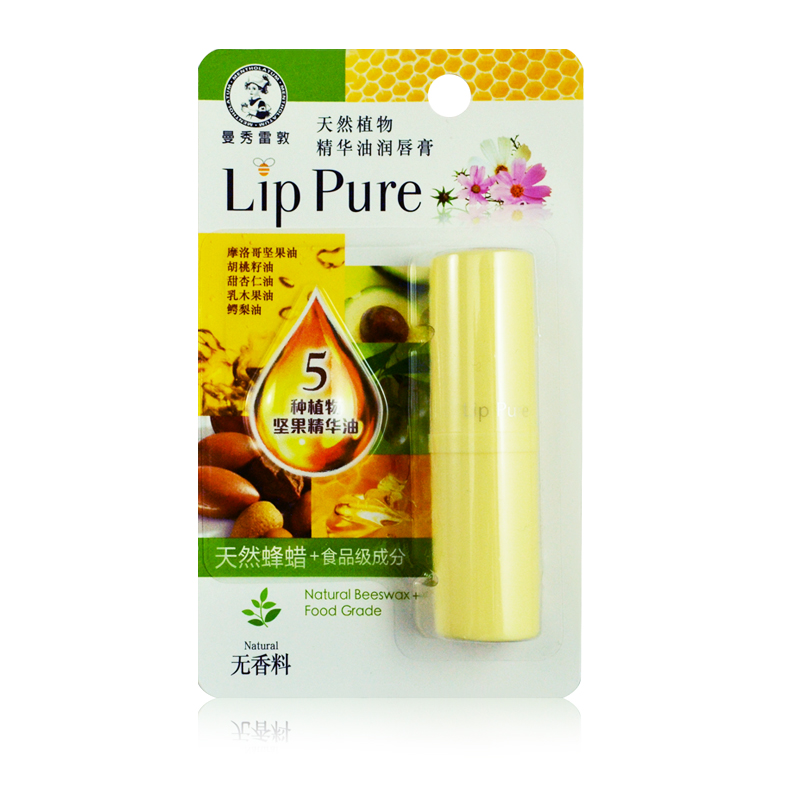 曼秀雷敦天然植物精华油润唇膏(无香料)4g保温滋润无色补水0974
