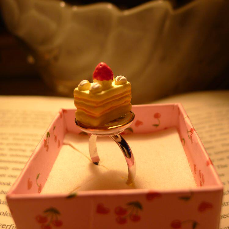 Retro) Cute) Ring Female personality) The cute Atlantic and the fruit