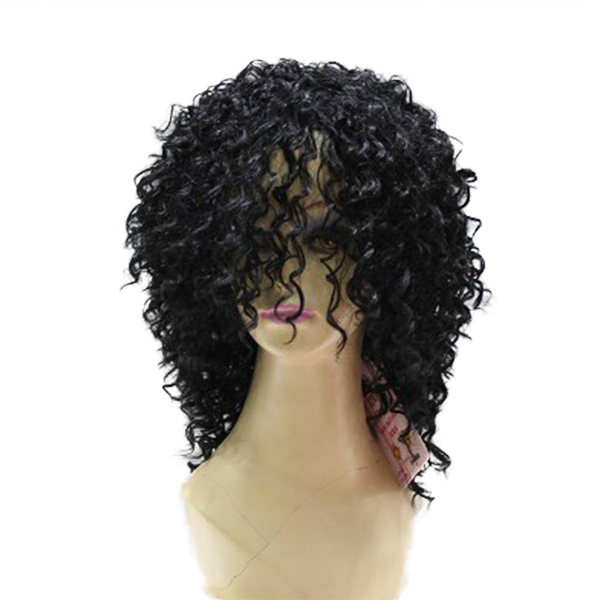 Screw Curls, Black Curly Hair, Michael Jackson Wig, High-Temperature Synthetic Wig, Black Short Hair