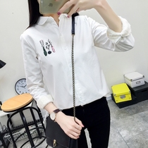 2019 autumn and winter New Han fan plus velvet shirt women thick loose long sleeve Joker academic style base warm shirt