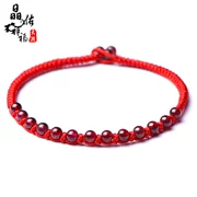 Jingyou Xiangfu rượu vang đỏ tự nhiên pha lê đỏ garnet vòng chân đỏ dây dệt tay