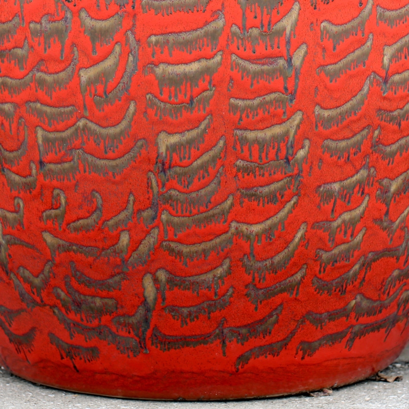 Jingdezhen ceramic up red glaze aquarium painting tortoise cylinder water lily cylinder home sitting room courtyard furnishing articles
