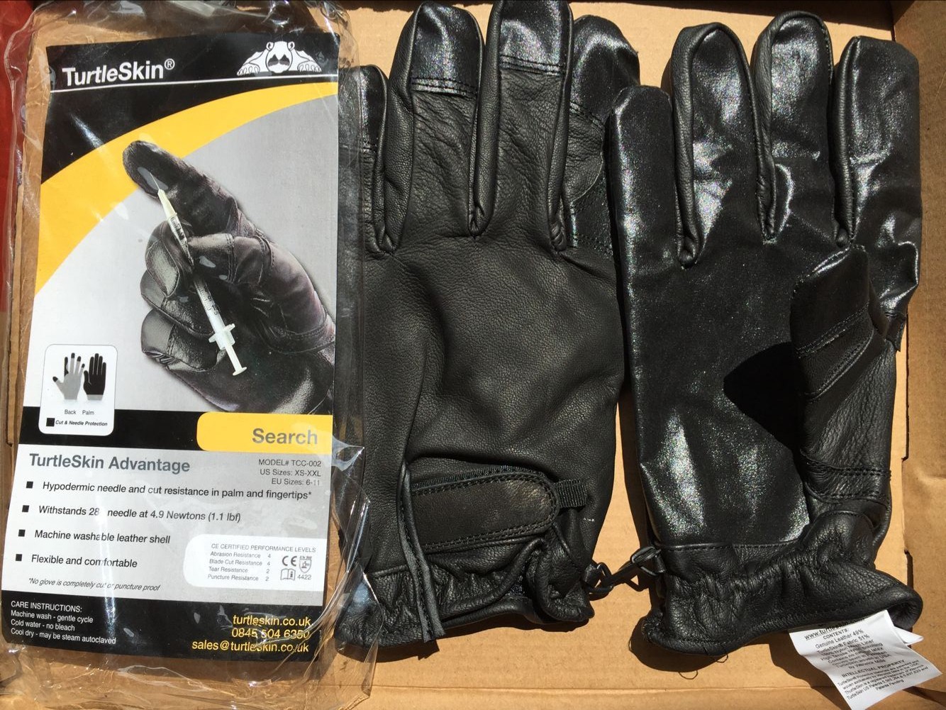 Imported US TurtleSkin turtle nail Search genuine leather anti-stab military fan tactical gloves