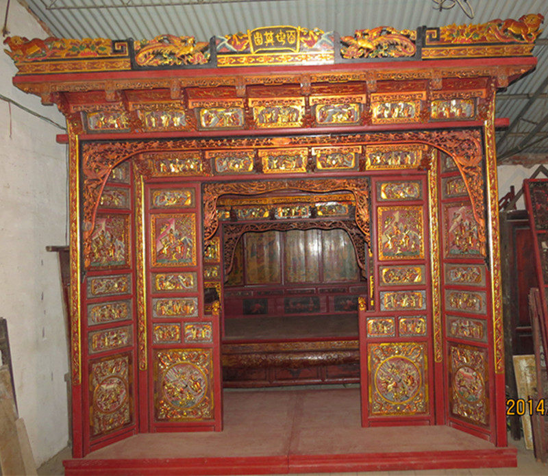 Upscale Fulitang Crown Princess Three-in-a-step bed one thousand artificial bed Antiquity Wood Carved Flowers Board Clear Old Furniture Collection-Taobao