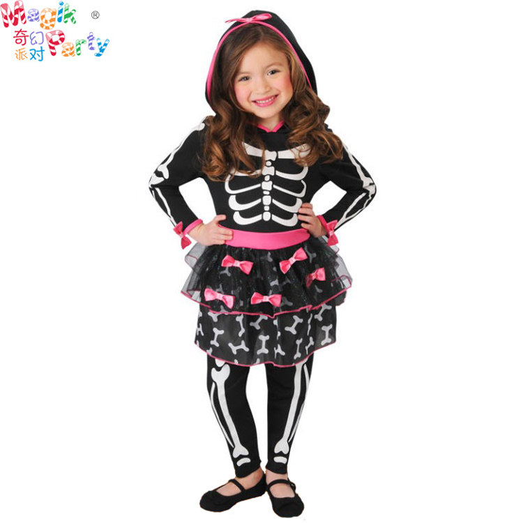 Halloween children's performance costume Cosplay girl skeleton skeleton death zombie witch skirt performance clothes