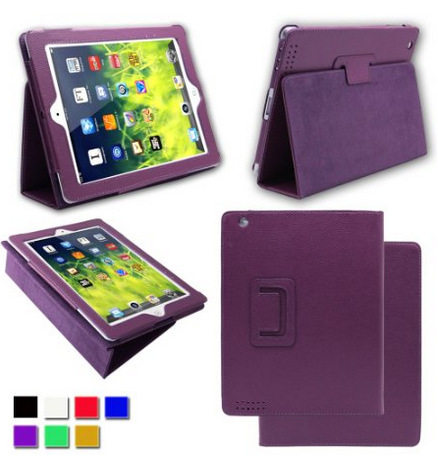High quality iPad 2 3 4 lychee tattered ultra-thin classic difold bracket dormant wake-up protection leather cover