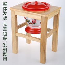 Spittoon old man adult enamel high foot urine bucket with lid toilet Solid wood shelf night bucket urinal mobile toilet