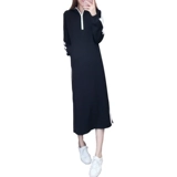 Длинная тонкая толстовка, осенний шарф, утепленное платье, длина макси, длинный рукав, в корейском стиле, осенняя