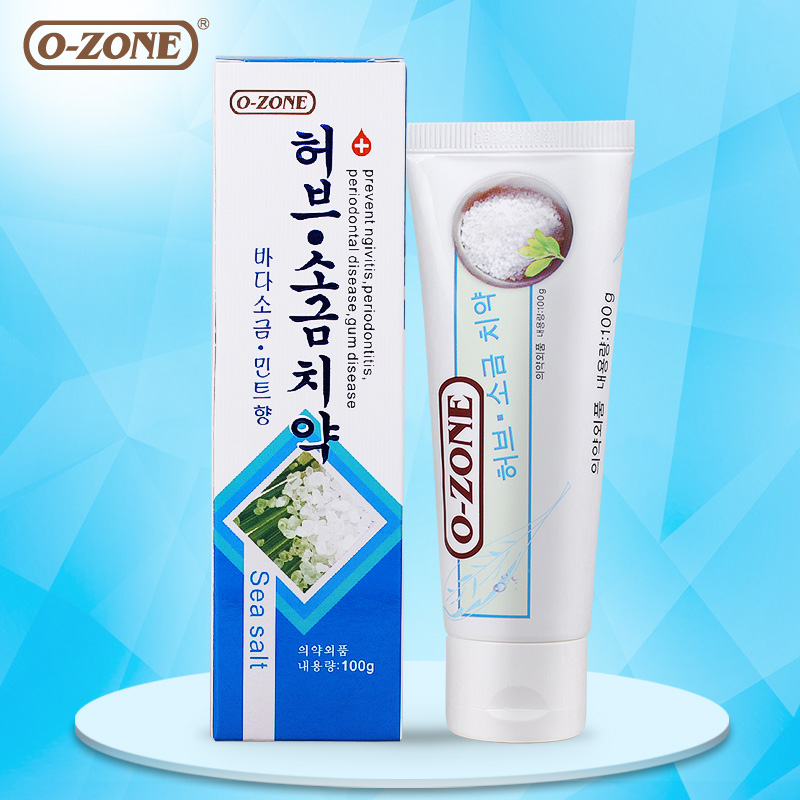 韩国原装进口O-ZONE欧志姆草本盐护牙膏100g