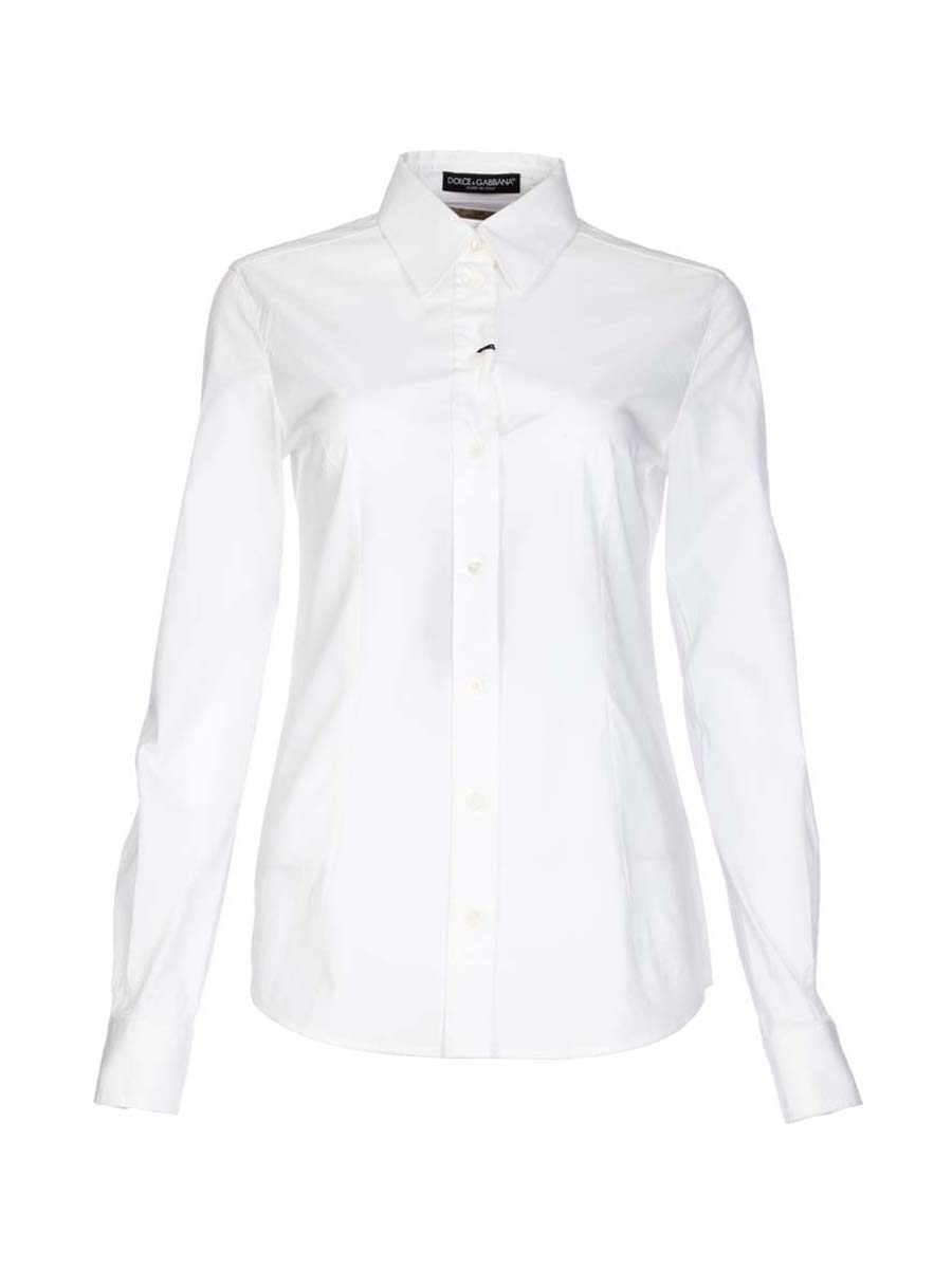 Dolce&Gabbana 白色八角领长袖衬衫