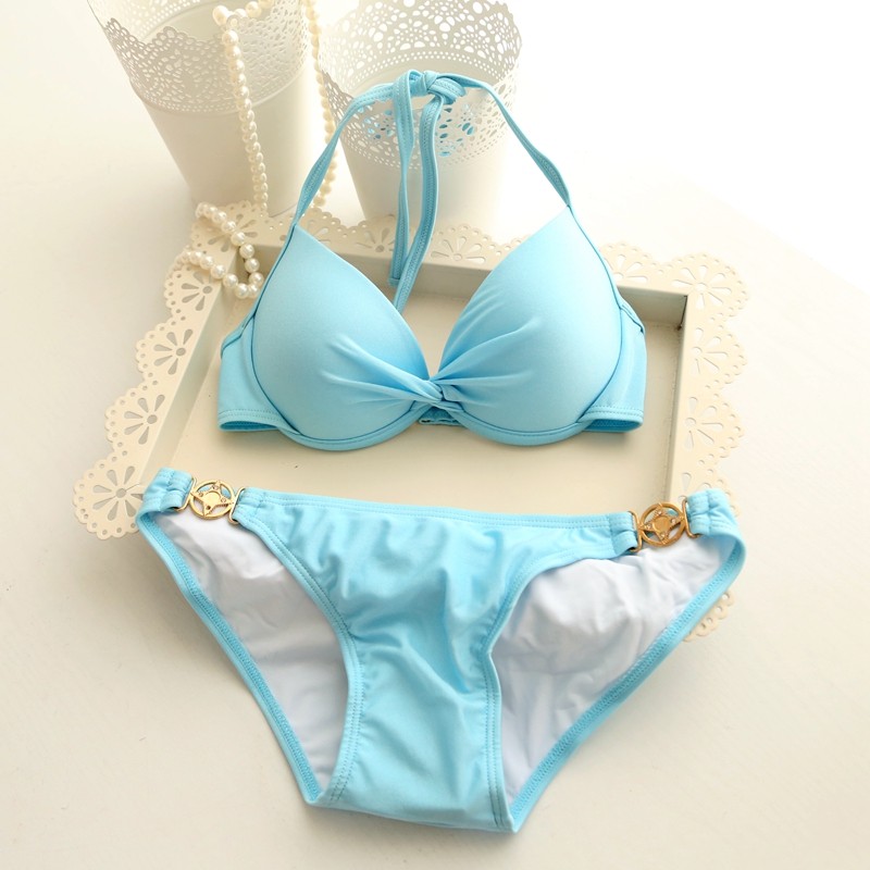 smallholiday German Blue Lucky Compass Bikini Two-piece Swimsuit Steel Holder gathered Bikini