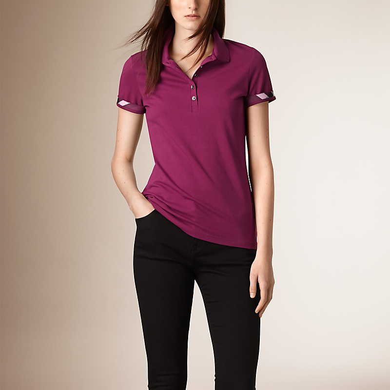 BURBERRY/博柏利格纹装饰珠地网眼布棉质 Polo 衫 40054531