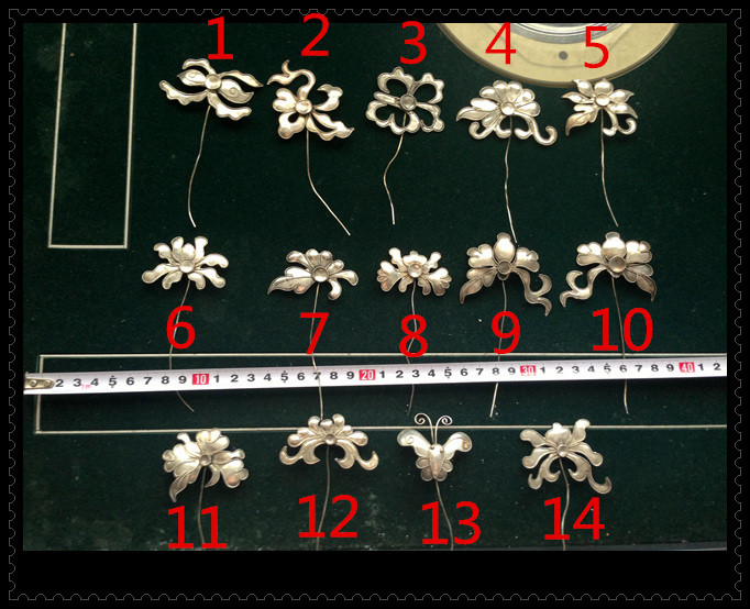 Old Silver Artisan Original Handmade Silver Accessories Pinch Silk Small Floral Hairpin Hanfu Accessories Chinese Style Antique Slim Silver Headwear