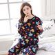 Đồ ngủ mùa thu và mùa đông của phụ nữ tay dài dày flannel dịch vụ nhà phù hợp với trung niên mẹ bộ đồ ngủ lông cừu san hô thời trang nữ Bộ Pajama