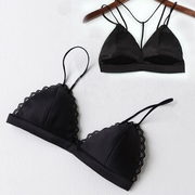 Siêu mỏng đẹp trở lại áo ngực treo cổ sexy đồ lót womens thép miễn tam giác tách sling bikini mùa hè hai hàng.