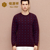 Hengyuanxiang nam jacquard vòng cổ áo len cashmere 2017 mùa thu và mùa đông mới tinh khiết cashmere áo len áo len dày gile nam