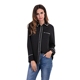 Amazon Aliex Autumn Lapel White Side Áo dài tay Nữ Thời trang Áo sơ mi dài tay áo sơ mi đen nữ Áo sơ mi