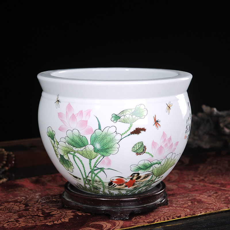 Jingdezhen ceramics basin of water shallow goldfish turtle cylinder water lily wine TV ark, sitting room place ornament