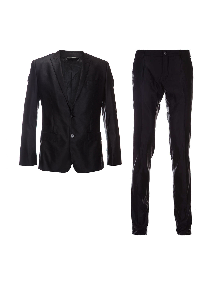 Dolce&Gabbana 黑色小枪驳领亮面西服套装