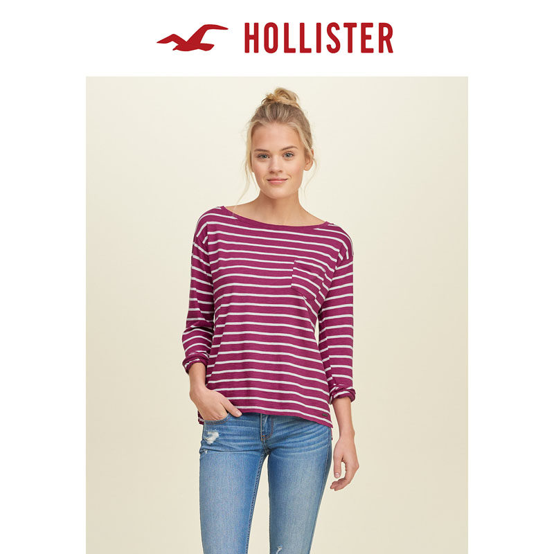 Hollister 2016春装新款条纹休闲 T 恤 女 115882