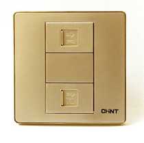 Chint Electrical Switch Socket Telephone Computer Socket Telephone Network Socket Type 86 9E Champagne Gold