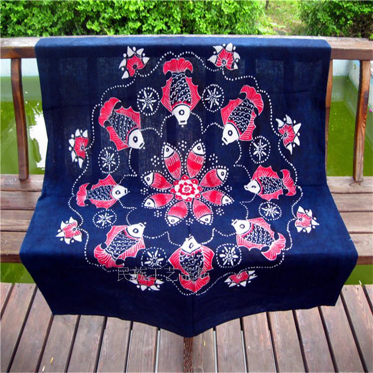 Wax - dyed square tablecloth Anshun wax dyed household decoration Guizhou wax dyed single wall hanging tablecloth