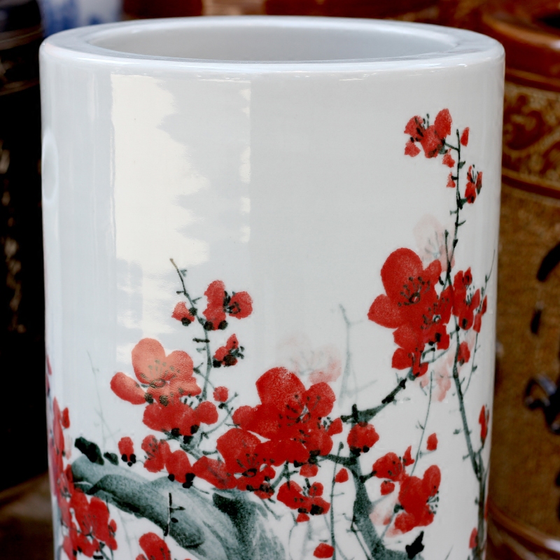 Jingdezhen ceramic hand - made name plum quiver mesa vase sitting room office furnishing articles calligraphy and painting scroll to receive goods