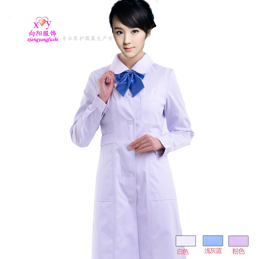 Female Doctor Nurse Serving Winter Clothing Long Sleeve White Polyester thickened Wear White Large Coat Drug Store Experimental Beauty Service Special Price