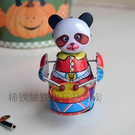 Thin iron city after 80 memories nostalgic classic clockwork tin toys retro collection gift panda drumming