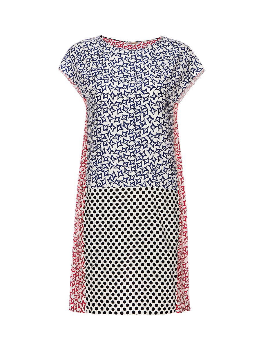 ALLLLLLLBRIGHT 拼色星星波点拼接式连衣裙