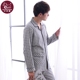Bộ đồ ngủ mùa thu nam tay dài cotton cotton trung niên mỏng phù hợp với trung niên cha cha tất cả các dịch vụ nhà bông - Nam giới pijama nam cao cấp Nam giới
