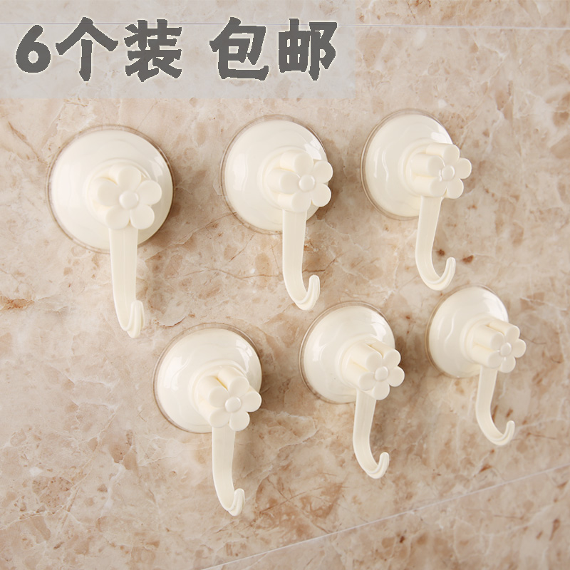 Convenience super strong suction cup adhesive hook hook creative hook kitchen bathroom vacuum suction hook 6 pack