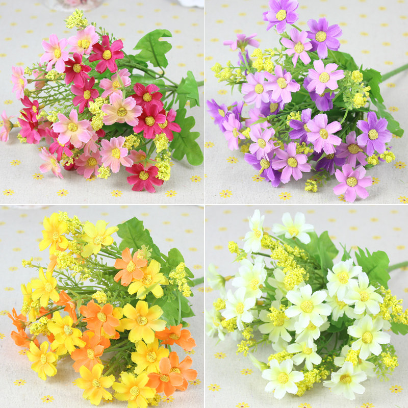 Small daisy emulated flower fake flower Chamomile Living Room Single Bunch Decoration Flowers Multicolored Wild Chrysanthemum Silk Flower Art