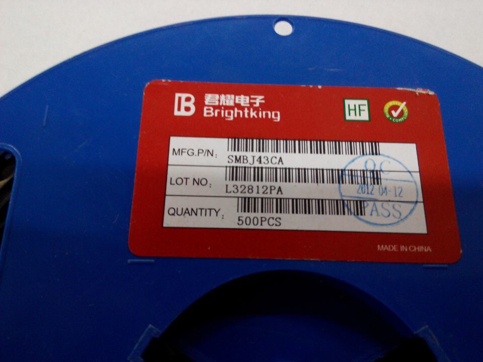 Taiwan's Junyao SMBJ43CATVS patch fleeting diode 43V bi-directional 600W web version printed CT