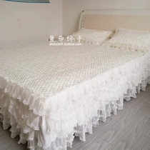 Korean version of modern beautiful pure white yarn lace embroidered cloth bed Dress 1 5m11 8M quilted bedding