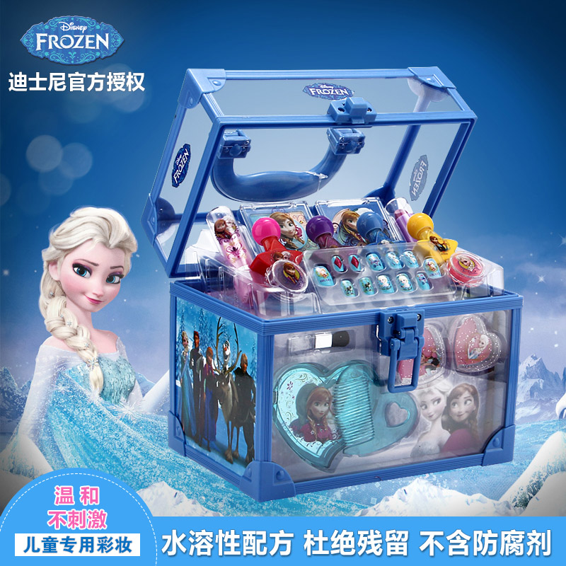 迪士尼儿童化妆品彩妆套装冰雪奇缘玩具女孩化妆盒儿童口红指甲油