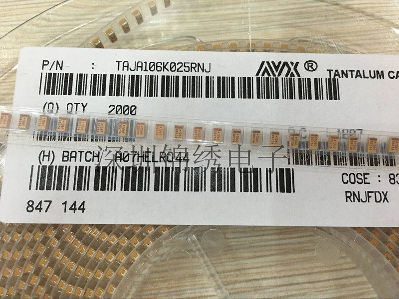 Tantalum Capacitor Yellow 1206 3216 TAJA106K025RNJ 25V 10UF Type A 106E