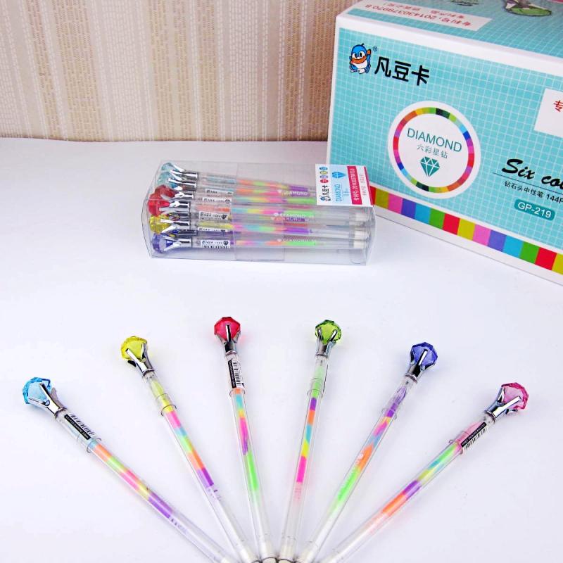 Fan Bean Card 219 Drill Stones Color Medium Color Pen Six Color Stars Drill Pink Pen DIY Phase Bookpen Candy Color
