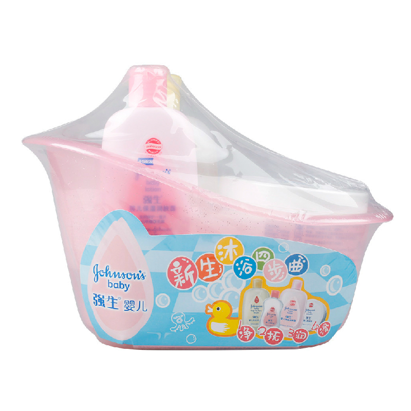 包邮 强生婴儿 婴儿沐浴四步曲 洗发沐浴露+润肤油+润肤露+爽身