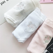 6 mảnh hoa và thêu cơ sở cotton quần short nữ tam giác đồ lót kích thước trung bình lớn eo quần short