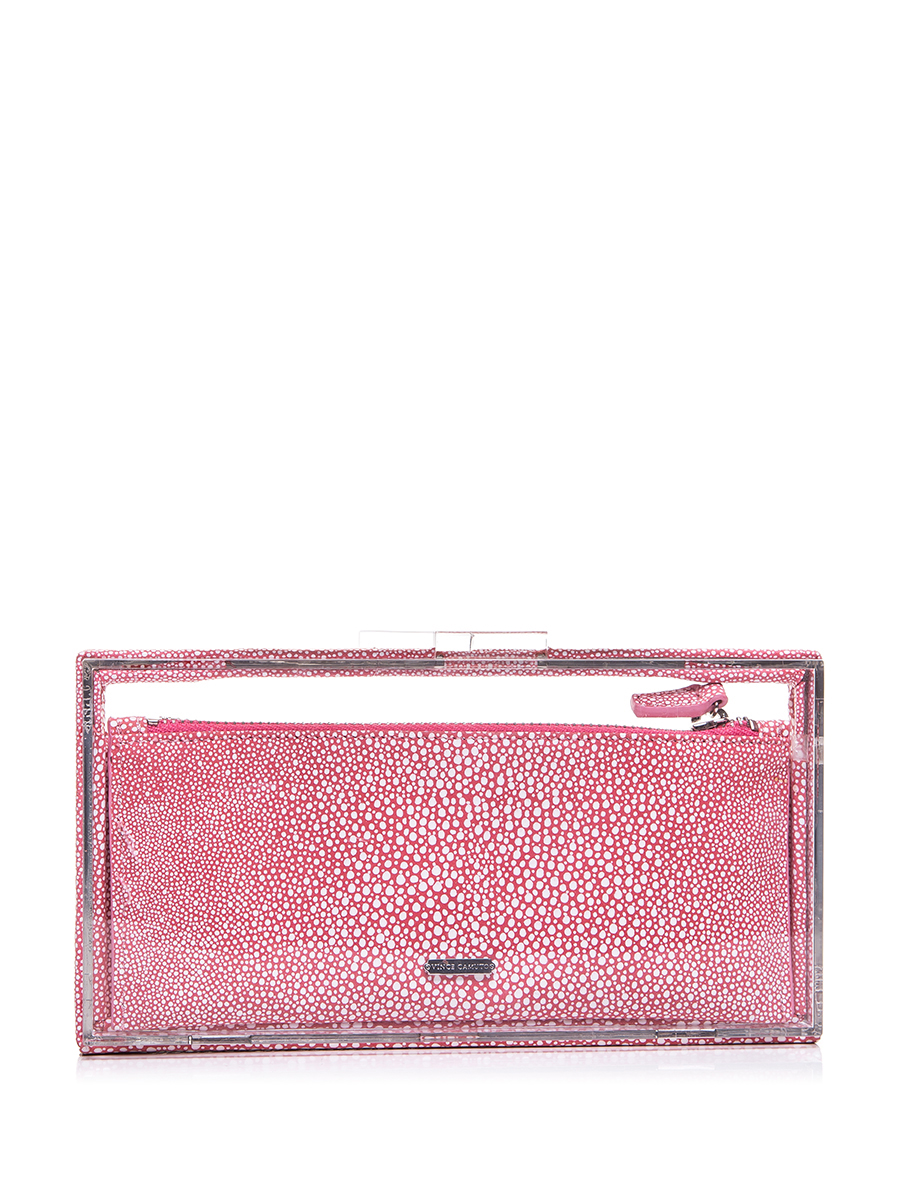 VINCE CAMUTO 红底白点透明盒饰方形手拿包