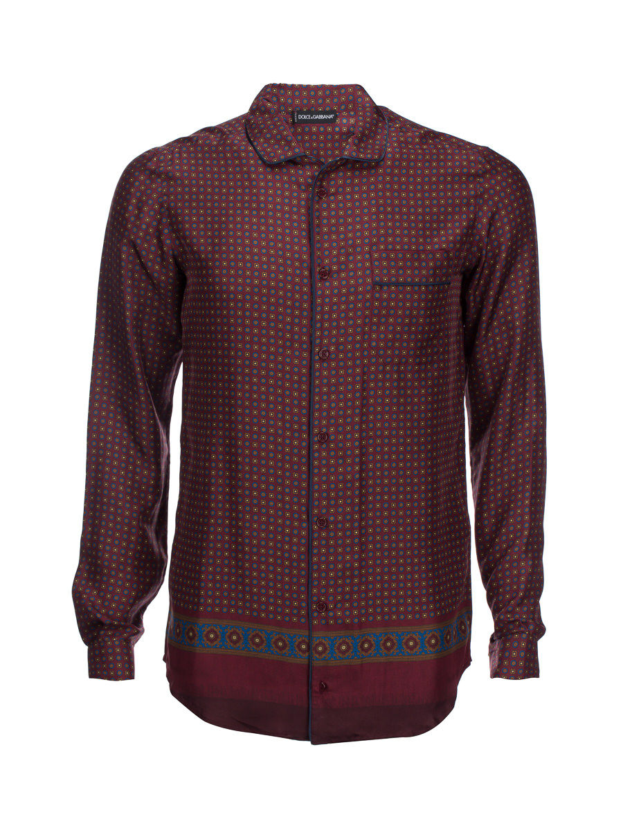 Dolce&Gabbana 红蓝色印花饰胸袋长袖上衣