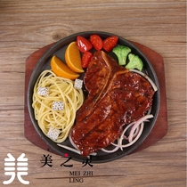 New custom simulation iron plate T bone steak food food model fake dish sample photography props Window display