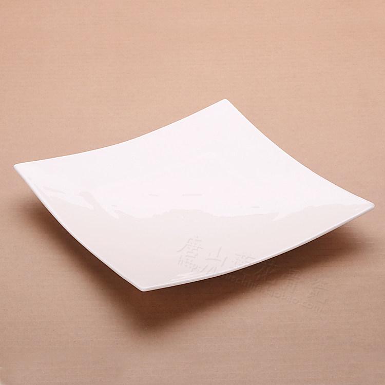 8-inch 10-inch 12-inch untextured square plate pure white bone porcelain Alien transparent bone porcelain tableware dinner plate