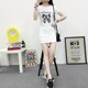 The new summer slim mid -length short -sleeved student T -shirt skirt round neckline printed body shirt red women's black black
