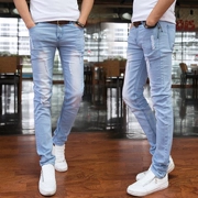 Mùa thu quần jeans nam phiên bản Hàn Quốc của quần lọt khe quần thủy triều nam giản dị phần mỏng lỗ bút chì quần nam