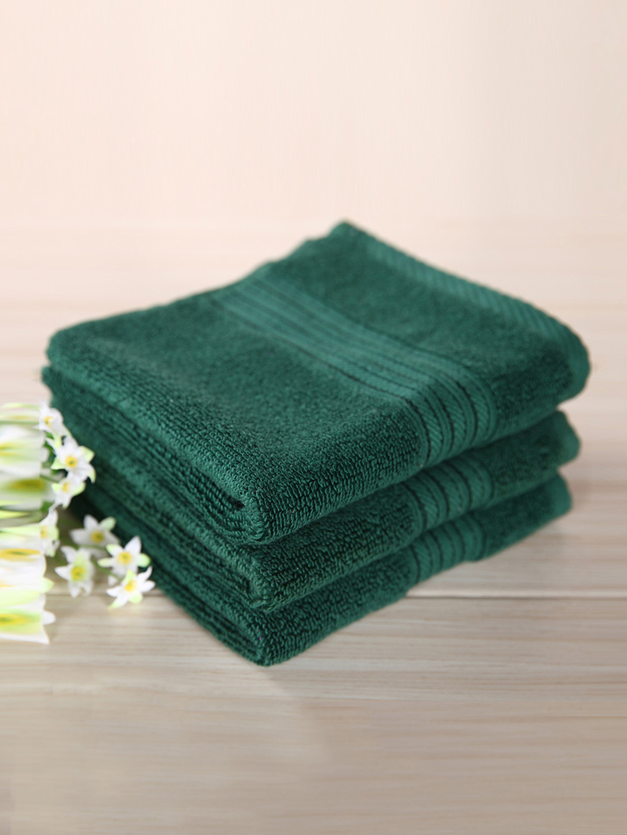 ROYAL VELVET|墨绿色加州阳光炫彩方巾3件装